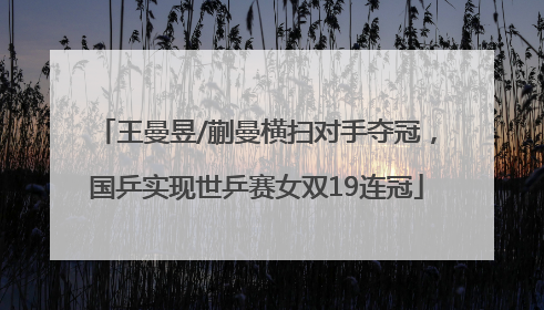 王曼昱/蒯曼横扫对手夺冠，国乒实现世乒赛女双19连冠