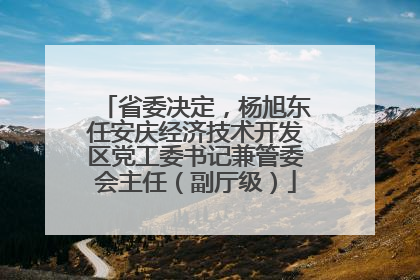 省委决定，杨旭东任安庆经济技术开发区党工委书记兼管委会主任（副厅级）