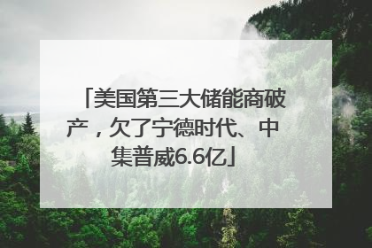 美国第三大储能商破产，欠了宁德时代、中集普威6.6亿