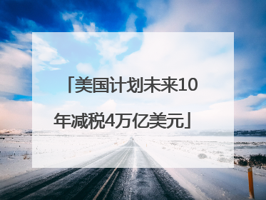 美国计划未来10年减税4万亿美元