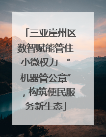 三亚崖州区数智赋能管住小微权力 “机器管公章”，构筑便民服务新生态