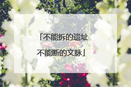不能拆的遗址 不能断的文脉