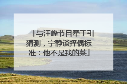 与汪峰节目牵手引猜测，宁静谈择偶标准：他不是我的菜