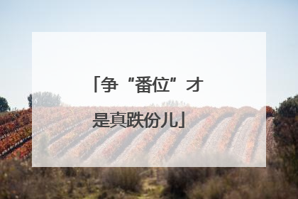 争“番位”才是真跌份儿