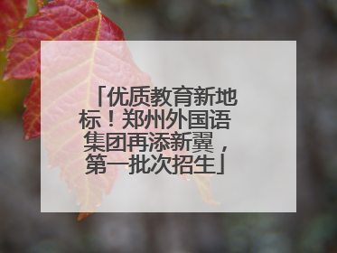 优质教育新地标！郑州外国语集团再添新翼，第一批次招生
