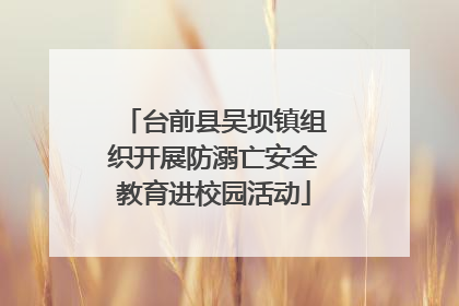 台前县吴坝镇组织开展防溺亡安全教育进校园活动