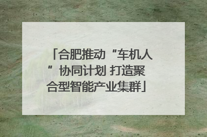 合肥推动“车机人”协同计划 打造聚合型智能产业集群