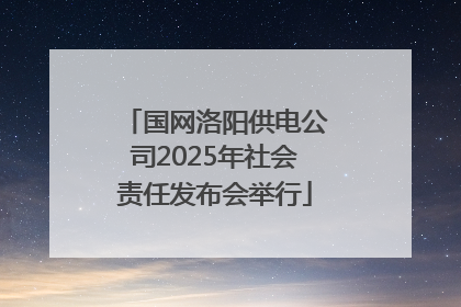 国网洛阳供电公司2025年社会责任发布会举行