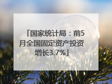 国家统计局：前5月全国固定资产投资增长3.7%