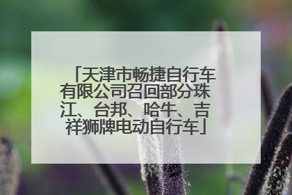 天津市畅捷自行车有限公司召回部分珠江、台邦、哈牛、吉祥狮牌电动自行车