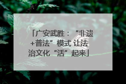 广安武胜：“非遗+普法”模式 让法治文化“活”起来