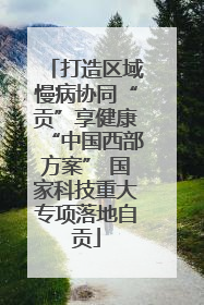打造区域慢病协同“贡”享健康“中国西部方案” 国家科技重大专项落地自贡