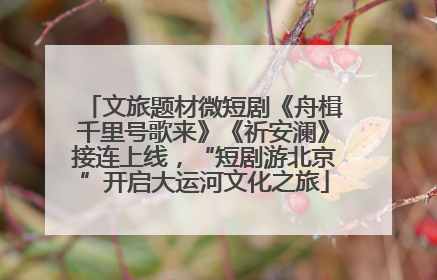 文旅题材微短剧《舟楫千里号歌来》《祈安澜》接连上线，“短剧游北京”开启大运河文化之旅