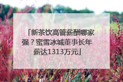 新茶饮高管薪酬哪家强？蜜雪冰城董事长年薪达1313万元