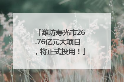 潍坊寿光市26.76亿元大项目，将正式投用！
