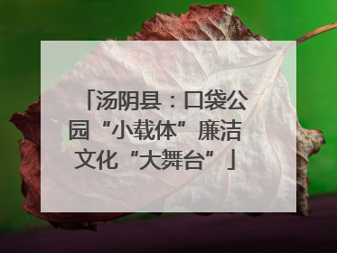 汤阴县：口袋公园“小载体”廉洁文化“大舞台”