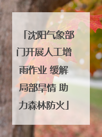沈阳气象部门开展人工增雨作业 缓解局部旱情 助力森林防火