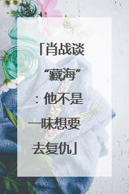 肖战谈“藏海”：他不是一味想要去复仇