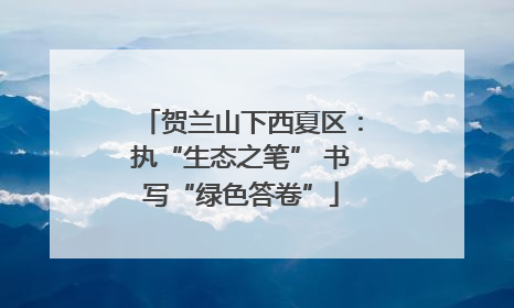 贺兰山下西夏区：执“生态之笔” 书写“绿色答卷”