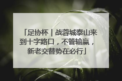 足协杯｜战蓉城泰山来到十字路口，不管输赢，新老交替势在必行