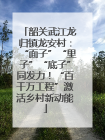 韶关武江龙归镇龙安村：“面子”“里子”“底子”同发力！“百千万工程”激活乡村新动能