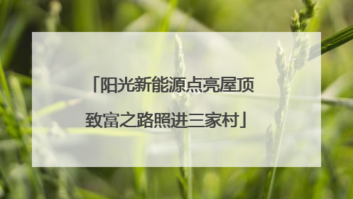 阳光新能源点亮屋顶 致富之路照进三家村