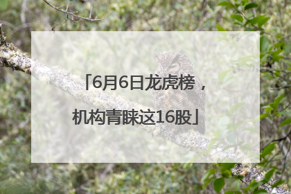 6月6日龙虎榜，机构青睐这16股
